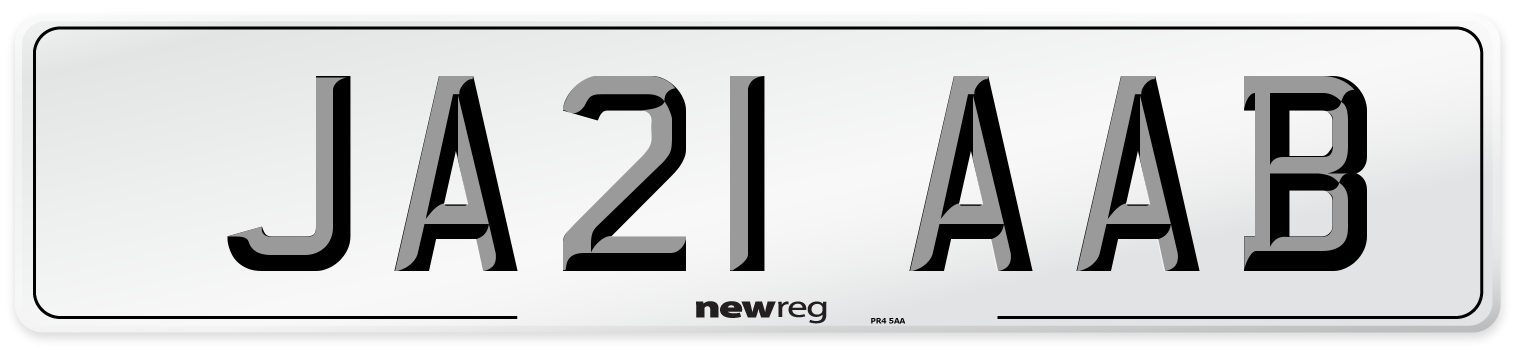 JA21 AAB Number Plate from New Reg